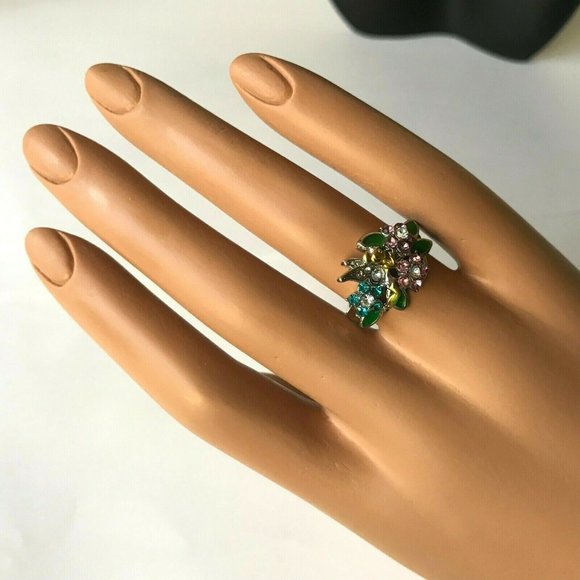 Disney Tinker Bell Ring Size 6 Crystal Enamel Tink Crystal - Picture 4 of 9